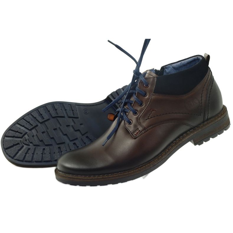 Botins masculinos castanhos Nikopol 686 com fecho marrom 4