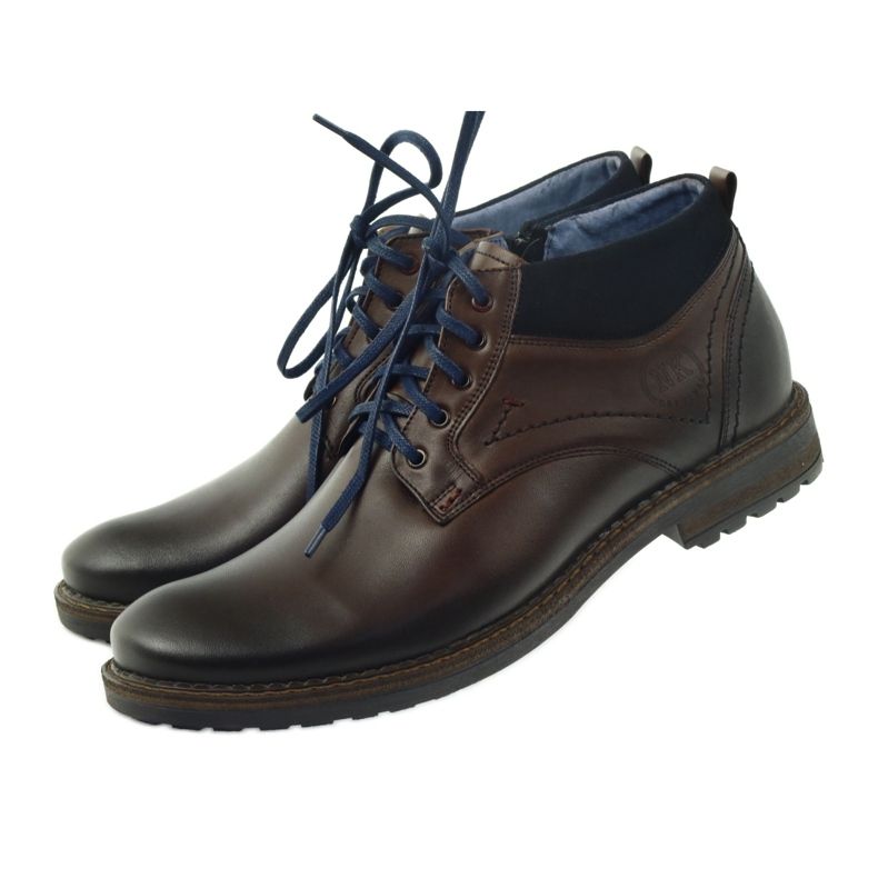 Botins masculinos castanhos Nikopol 686 com fecho marrom 3