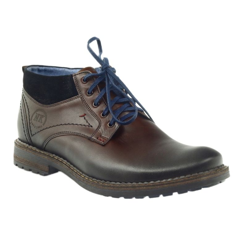 Botins masculinos castanhos Nikopol 686 com fecho marrom 1