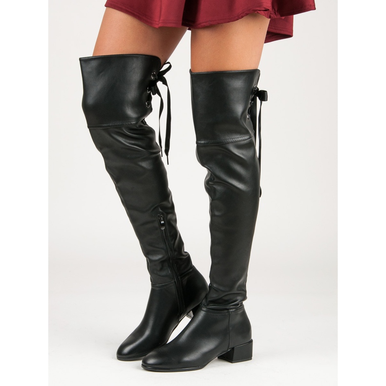 Botas de mosqueteiro pretas preto 2