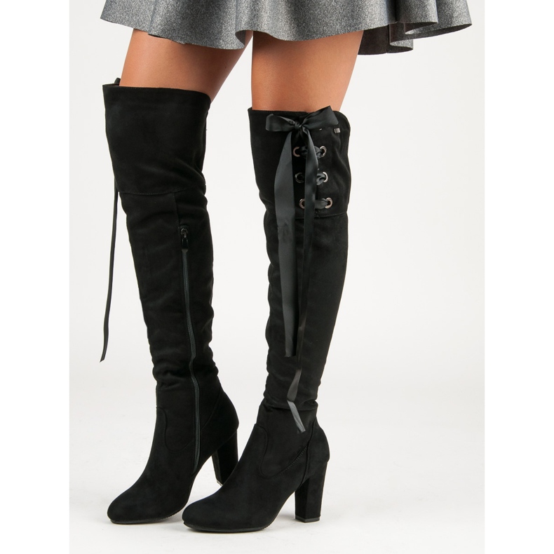 R'S Mosqueteiros de camurça preta preto 2