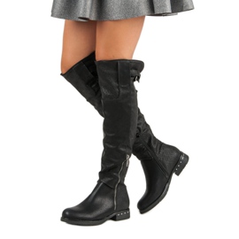 SDS Botas pretas de salto plano preto 1