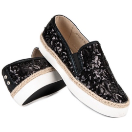 J. Star Tênis femininos elegantes preto 1