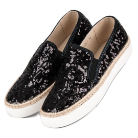 J. Star Tênis femininos elegantes preto 2