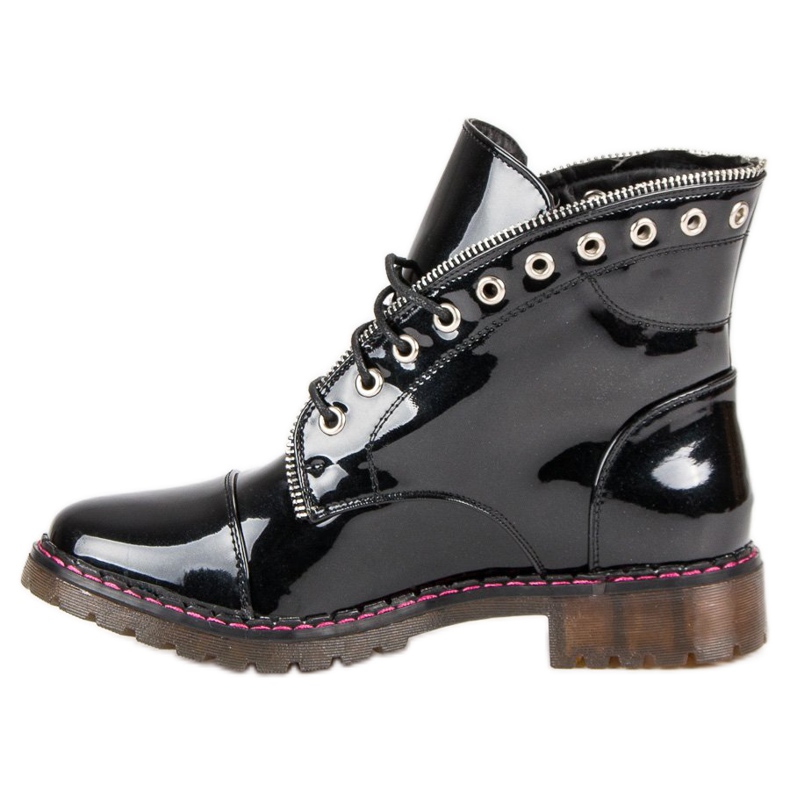 Lucky Shoes Trabalhadores envernizados preto 1