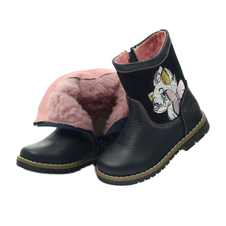 Ren But Botas de couro infantil com Kitty Ren, mas 1525 azul marinho 4