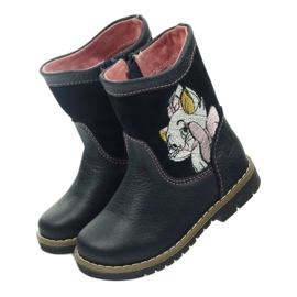 Ren But Botas de couro infantil com Kitty Ren, mas 1525 azul marinho 3