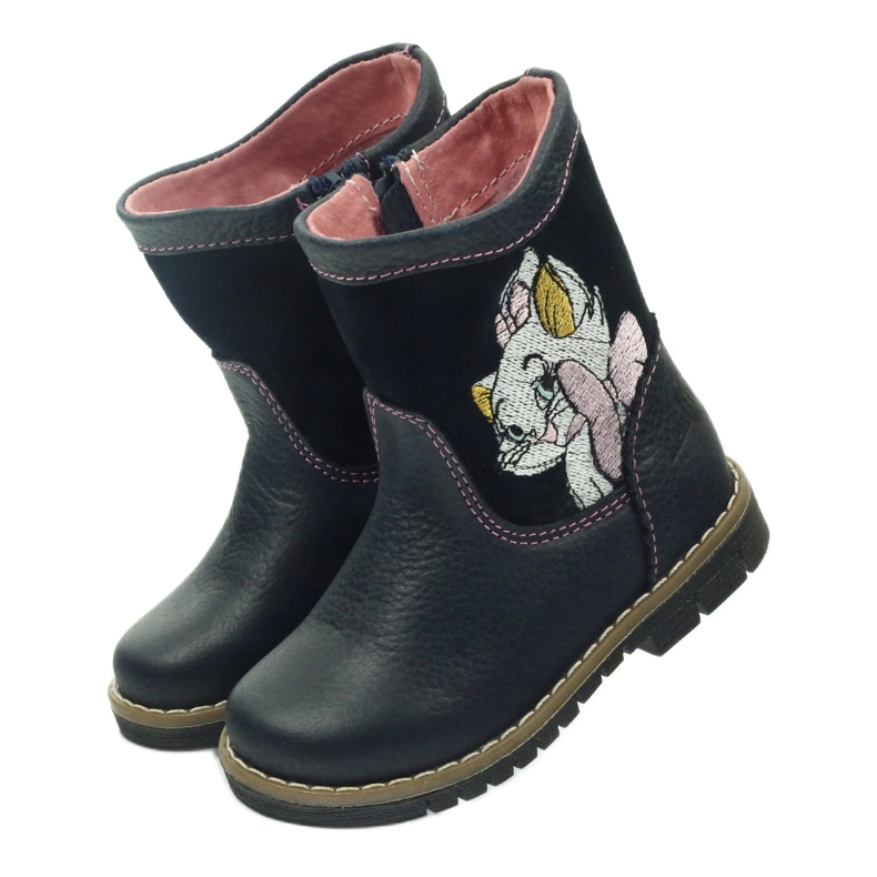 Ren But Botas de couro infantil com Kitty Ren, mas 1525 azul marinho 3