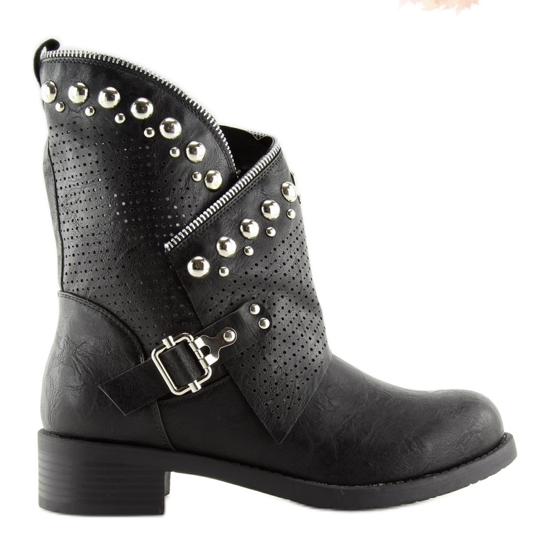 Botas pretas com parte superior perfurada 7166-PA preta preto 1