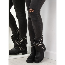 Botas pretas com parte superior perfurada 7166-PA preta preto 2