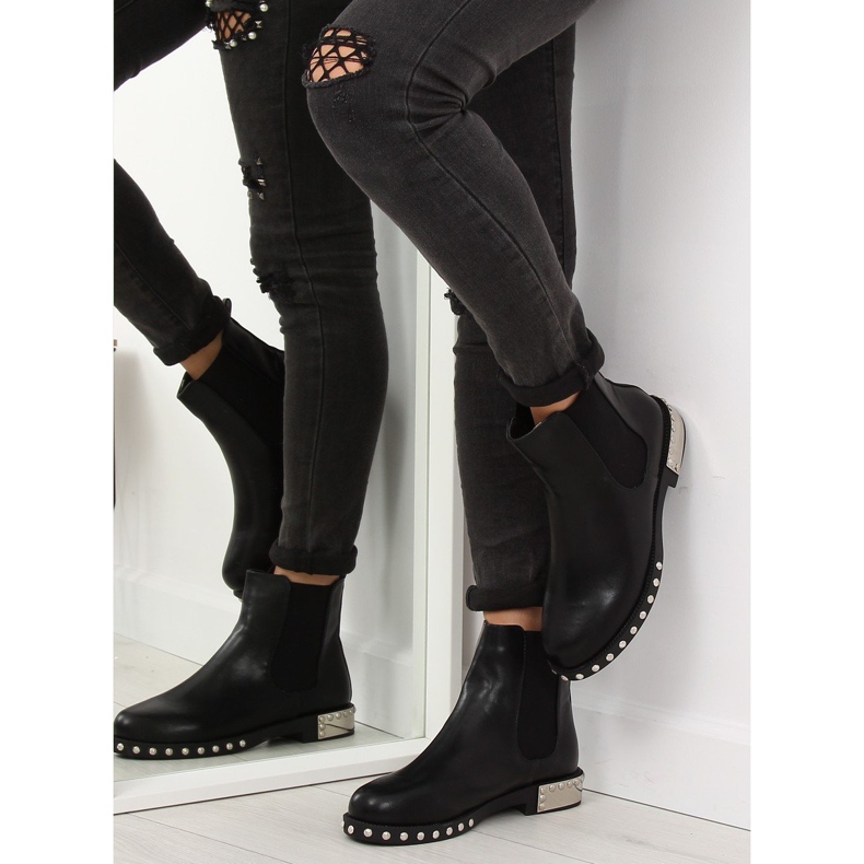 Botas pretas LY91 pretas Chelsea com tachas preto 2
