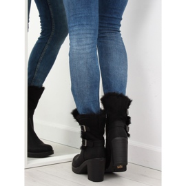 Meia bota preta de salto alto T119 preta preto 2