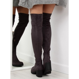 Botas acima do joelho com salto largo cinza 520 2