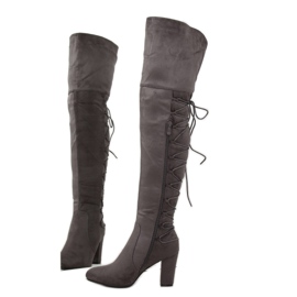 Botas de salto alto cinza B34H-HB cinza 1