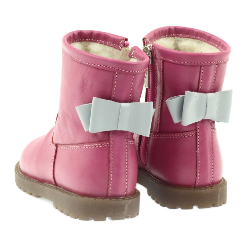 Bartuś Botas infantis de couro com um arco rosa 317 cinza 5 Bartuś Botas infantis de couro com um arco rosa 317 cinza 5