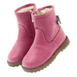 Bartuś Botas infantis de couro com um arco rosa 317 cinza 3 Bartuś Botas infantis de couro com um arco rosa 317 cinza 3