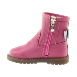 Bartuś Botas infantis de couro com um arco rosa 317 cinza 2 Bartuś Botas infantis de couro com um arco rosa 317 cinza 2