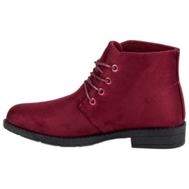 Botas amarradas cor de vinho vermelho 1