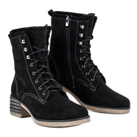 Filippo Trabalhadores de camurça preta preto 1