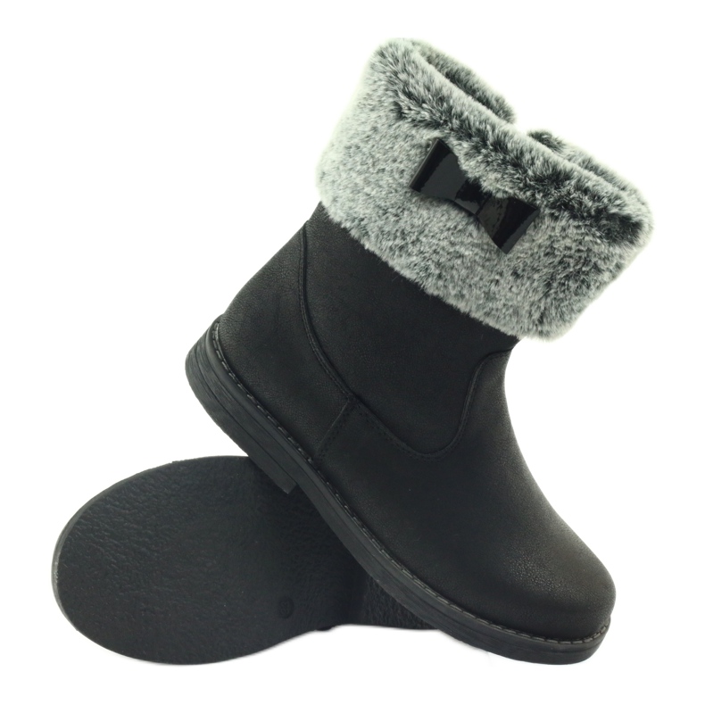 American Club Botas de cano altas americanas de inverno com pele preto 3