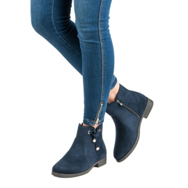 Top Shoes Botins de cano baixo com zíper azul 1 Top Shoes Botins de cano baixo com zíper azul 1