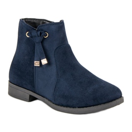 Top Shoes Botins de cano baixo com zíper azul 2 Top Shoes Botins de cano baixo com zíper azul 2