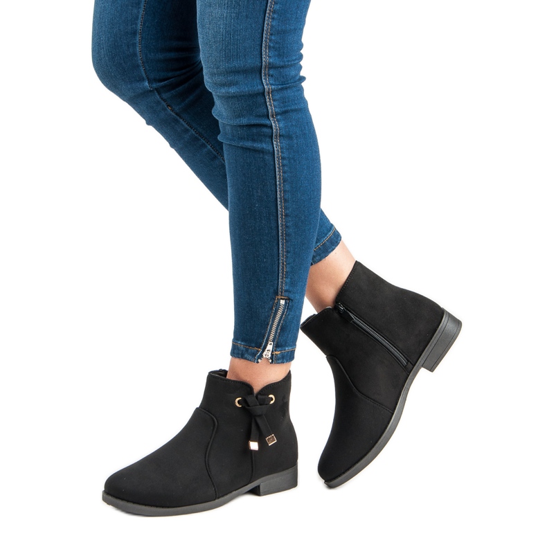 Top Shoes Botas de tornozelo baixas com zíper preto 2