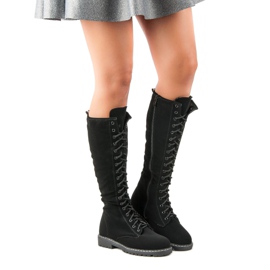 Seastar Botas femininas com cordões preto 1