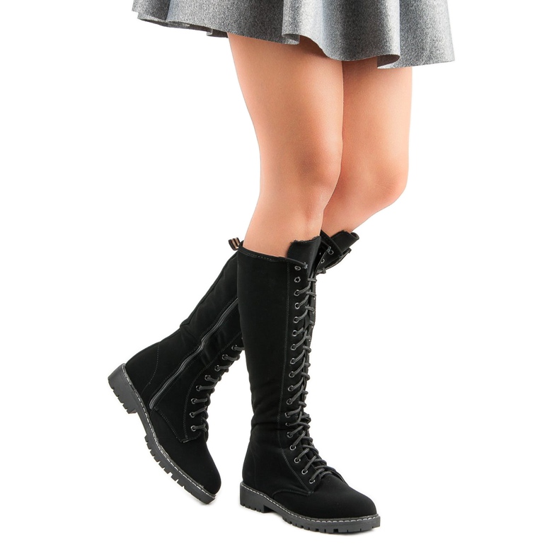 Seastar Botas femininas com cordões preto 2