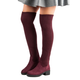 Ideal Shoes Botas bordô justas vermelho 2