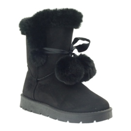 Emusy Mukluki negra com um pompom preto 1