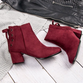 Botas femininas com amarração vermelho 1