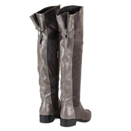 Filippo Botas de camurça acima do joelho cinza 1