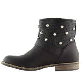 Botas pretas com pérolas B9217-KB Preto 1