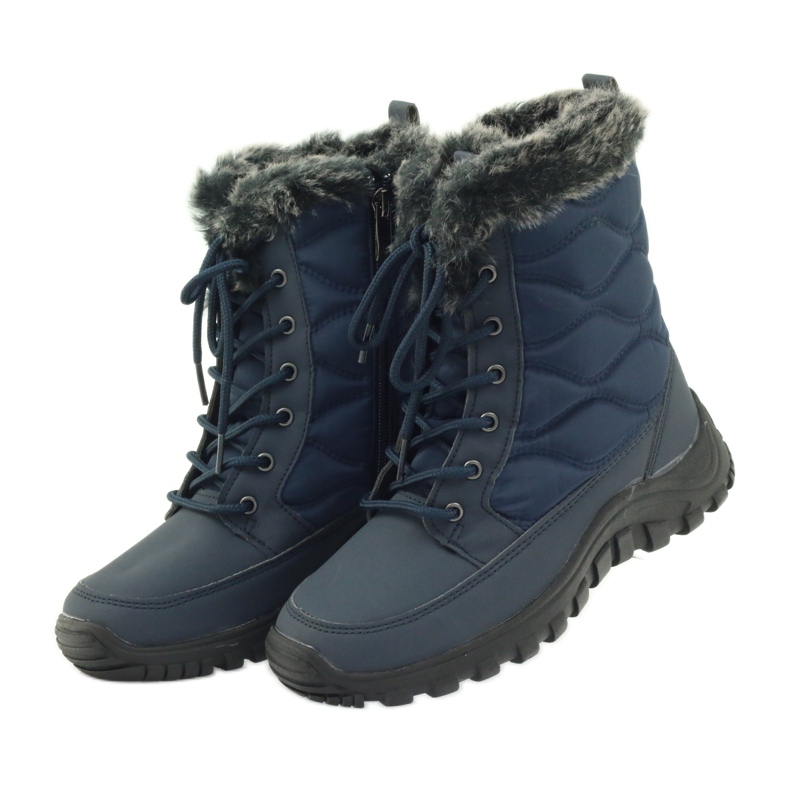 Botas esportivas de neve em pele DK azul marinho 3