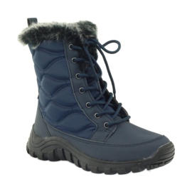 Botas esportivas de neve em pele DK azul marinho 1