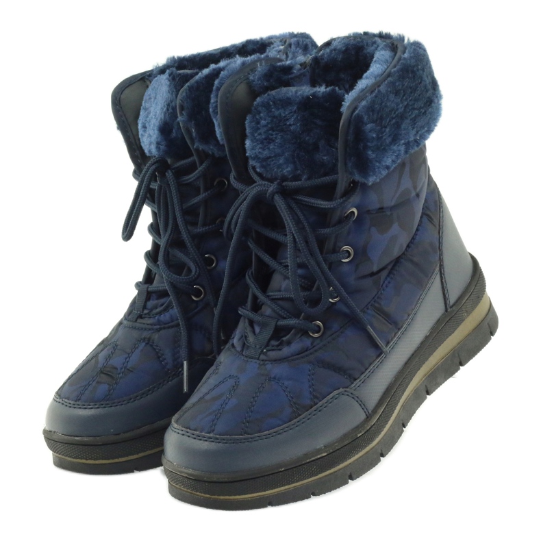 Botas esportivas de neve em pele DK azul marinho 3