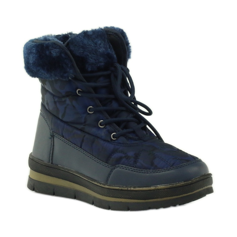 Botas esportivas de neve em pele DK azul marinho 1