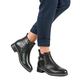 Vinceza Botas pretas com strass preto 1