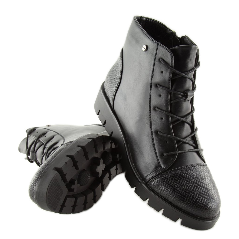 Botas pretas com cordões 6707-1 pretas preto 1 Botas pretas com cordões 6707-1 pretas preto 1