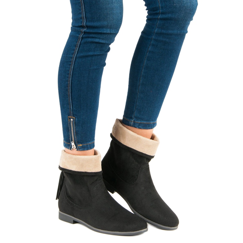 Weide Botinhas de camurça boho preto 2