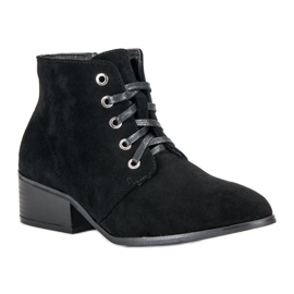 Botas pretas amarradas no tornozelo preto 1