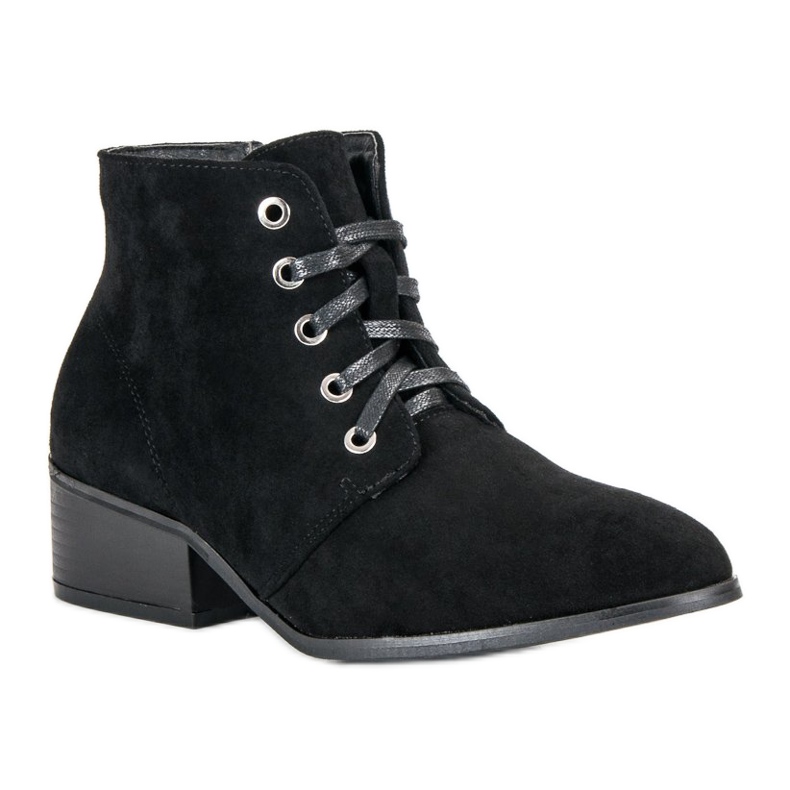 Botas pretas amarradas no tornozelo preto 1