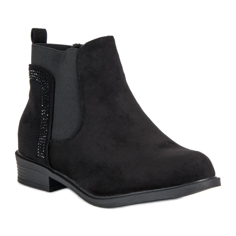 Botas de salto plano preto 1
