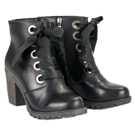 Botas de couro amarradas da VINCEZA preto 1