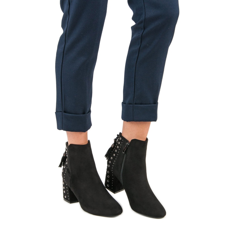 Botas de camurça elegantes preto 1