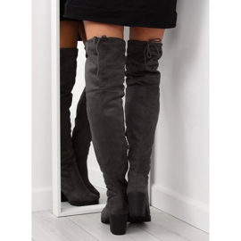 Botas acima do joelho com salto largo cinza BH108-HB Gray 2