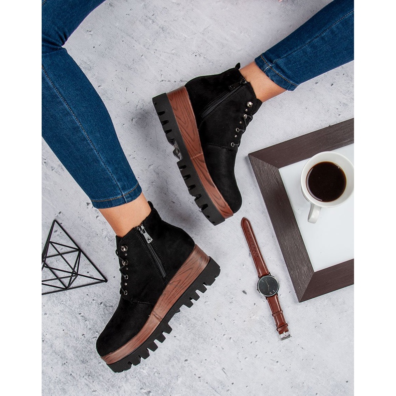 Kylie Botas de camurça preto 1