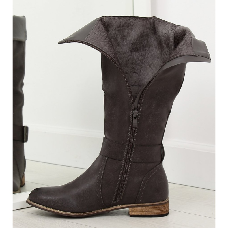 Botas de montar cinza para mulheres 439-PG Gray 2