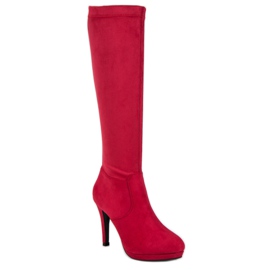 Small Swan Botas femininas sexy vermelho 1